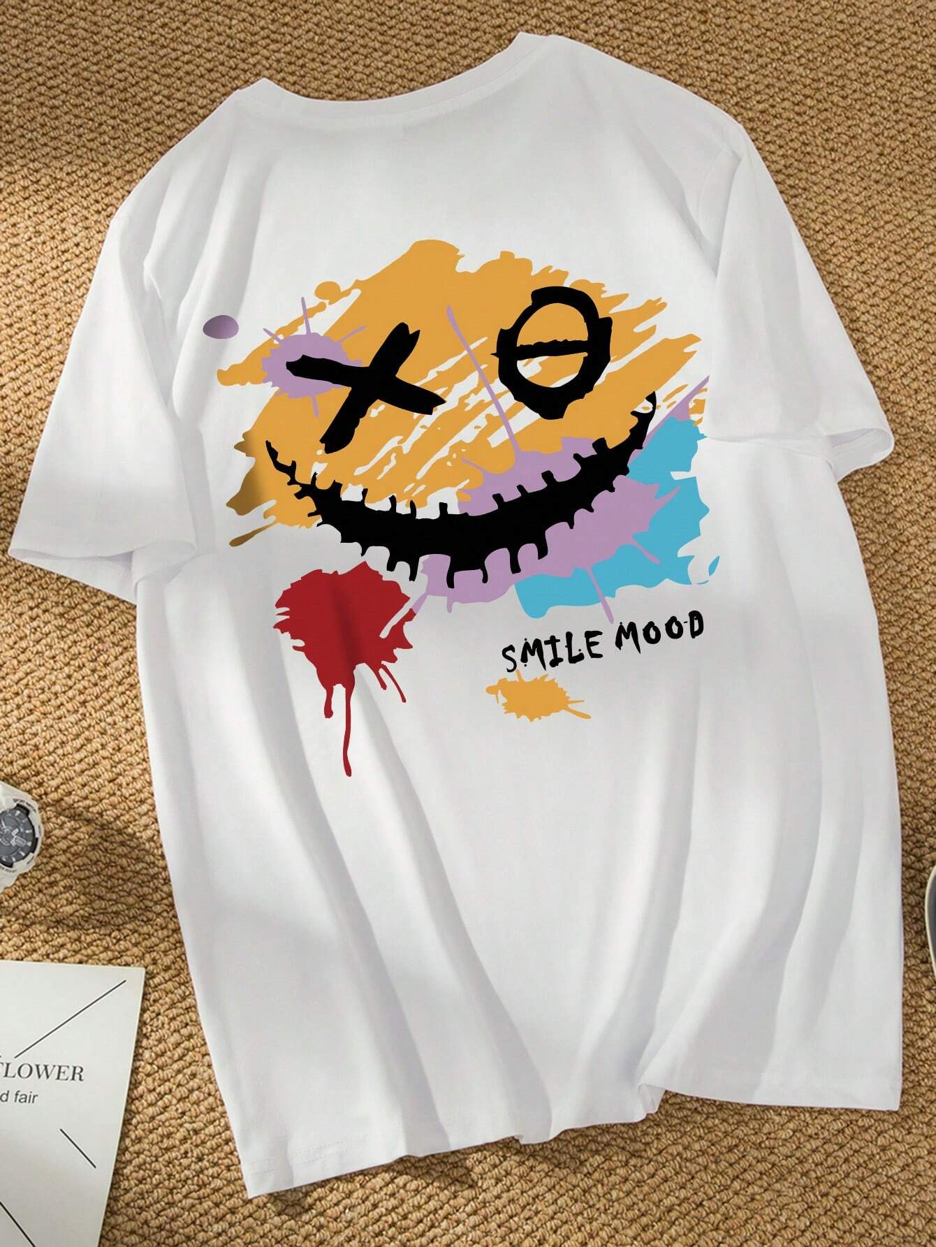 Men's Summer Round Neck Short Sleeve Casual T-Shirt With Letter Cartoon Face Print, Graphic Tee, Meme T-Shirt, Funny T-Shirt, T-Shirt Design, Funny Tee, T-Shirt Printing, Graphic Shirt, Men's Shirt, Clothing for Men, Baggy T-Shirt, Oversized Tee, Trendy G